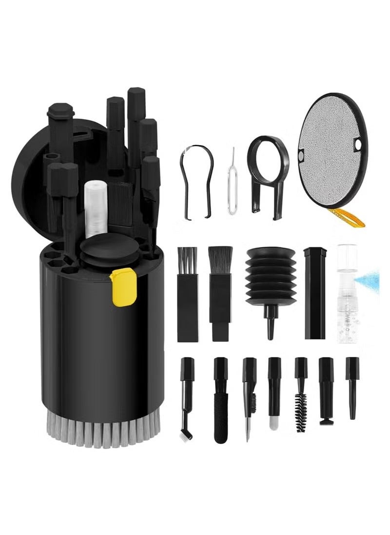 Arabest 20 in 1 Multifunctional Cleaner Kit for Electronic Devices, Computer Keyboard Cleaner Kit, Headphones Cleaner Kit for, for Cleaning Laptop Keyboard Earbuds Camera Cellphones(Black)  - Image 1