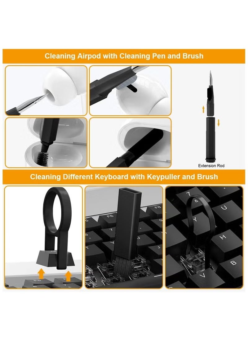 Arabest 20 in 1 Multifunctional Cleaner Kit for Electronic Devices, Computer Keyboard Cleaner Kit, Headphones Cleaner Kit for, for Cleaning Laptop Keyboard Earbuds Camera Cellphones(Black)  - Image 2