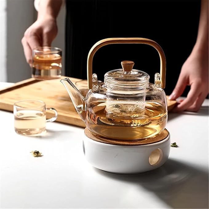 JAMBUVANTI Glass Teapot with Glass Infuser 900ml Tea Pot with Bamboo Handle HeatResistant Glass Tea Pot Borosilicate Glass Tea Maker for Loose Tea Safe On Stovetop - Image 4