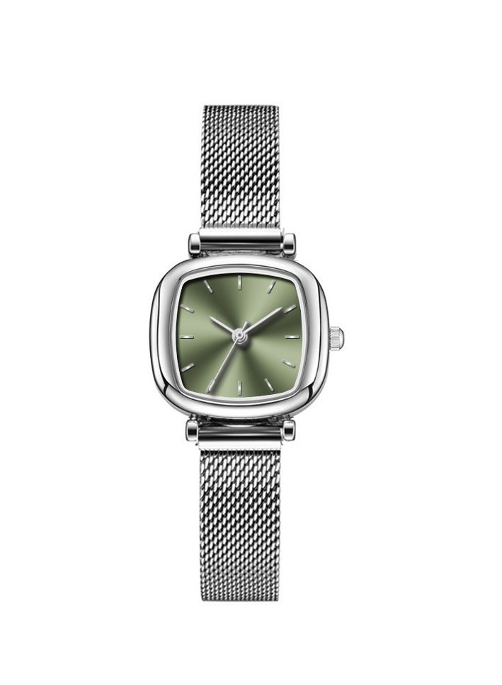 Fashionable and simple ladies' watch, small and exquisite temperament mesh strap watch (green)  - Image 1