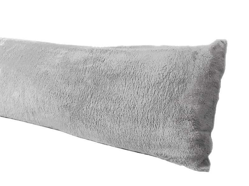Extra Soft Body Pillow Cover SherpaMicroplush Material 20x54 Inches Zipper Closure Gray