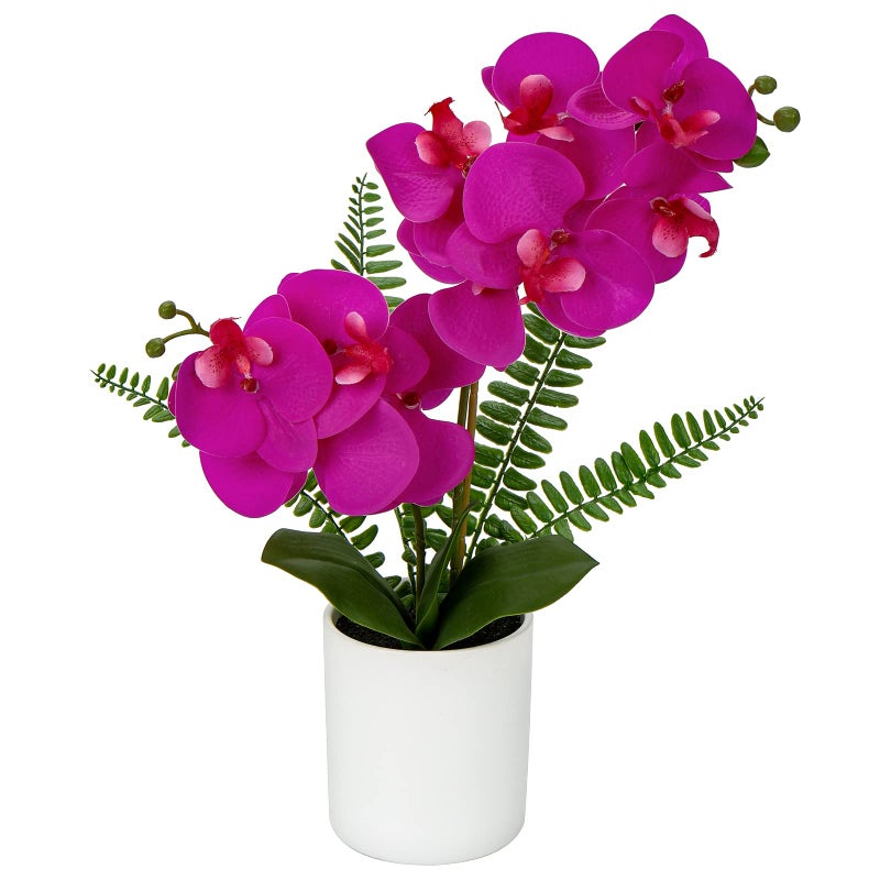 Briful Artificial Orchid Flowers Fake Orchid Purple Flowers in Ceramic Pot Silk Phalaenopsis Flower Arrangement Fake Plants Indoor for Home Office Table Centerpieces Room Decor