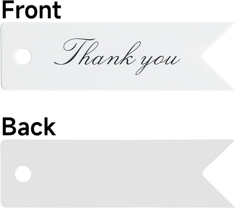 g2plus 100 PCS Mini Thank You Gift Tags with String, 2.8'' x 0.8'' White Paper Hang Tags for Art&Craft, Gift Wrapping, Wedding, Bridal Showers, Birthdays, Parties, Christmas - Image 3