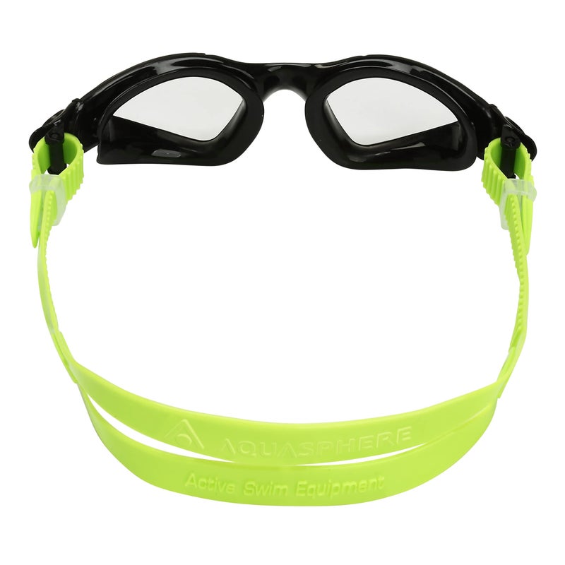 Aqua Sphere Kayenne Jr Kids Swim Goggles - Junior Oversized Anti-Scratch Lens Design, Comfortable Allergenic Leak Free Fit | Unisex Children, Clear Lens, Black/Bright Green Frame, EP3010131LC - Image 4