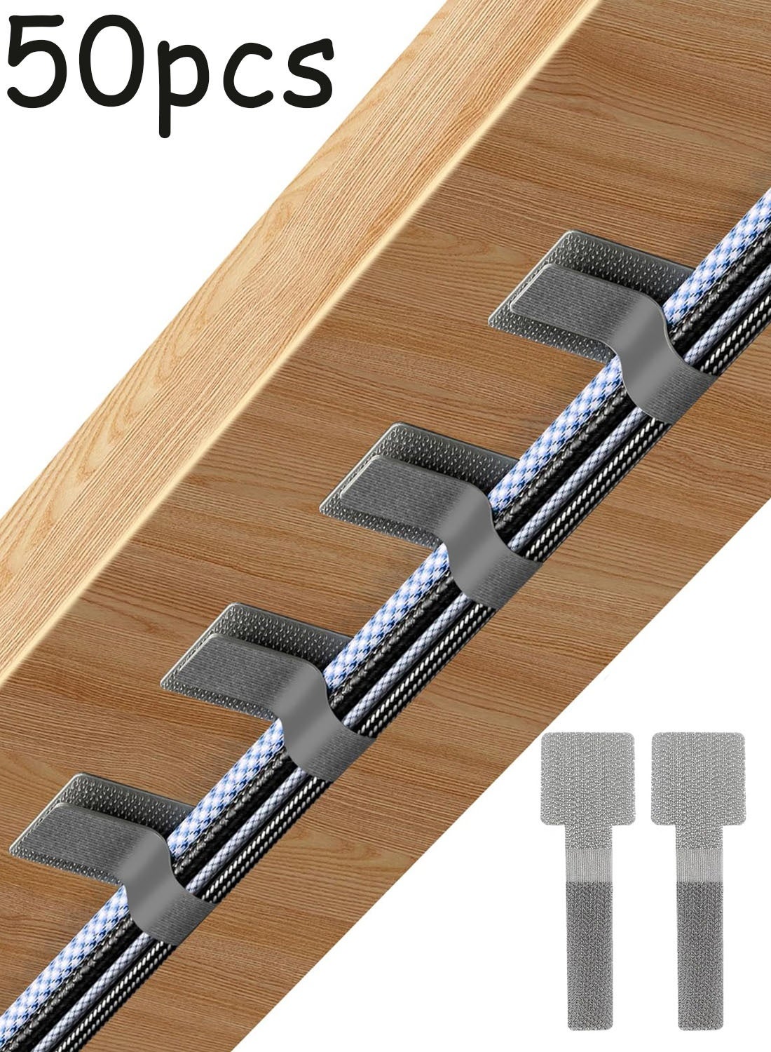 50 PCS Cable Management Under Desk Cord Organizer, Reusable Cord Holder for Electronics & PC, Home & Office Essentials