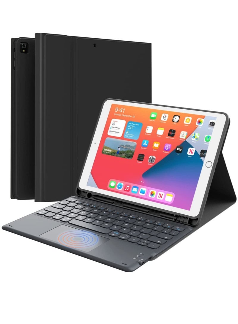 ELTRAZONE iPad Keyboard 9th Generation, Keyboard for iPad 8th Generation/7th Gen 10.2 Inch, Smart Trackpad, Detachable Wireless with Pencil Holder, Flip Stand Keyboard Case for iPad 9th/8th/7th Gen 10.2”, Black - Image 1