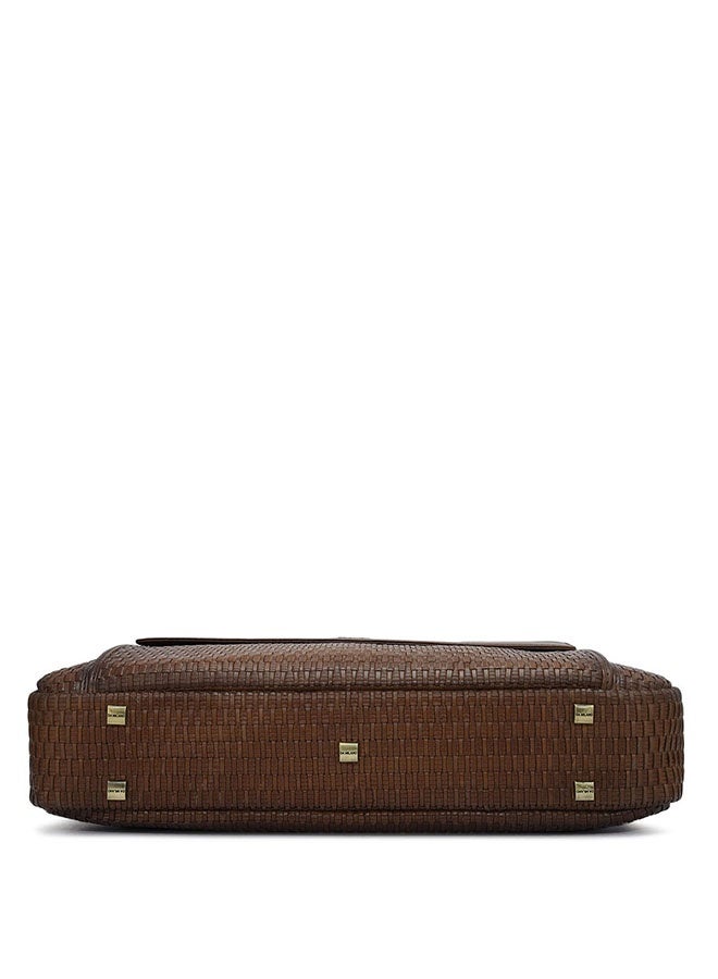 Da Milano Leather Brown Laptop Bag with Adjustable Shoulder Strap - Image 5