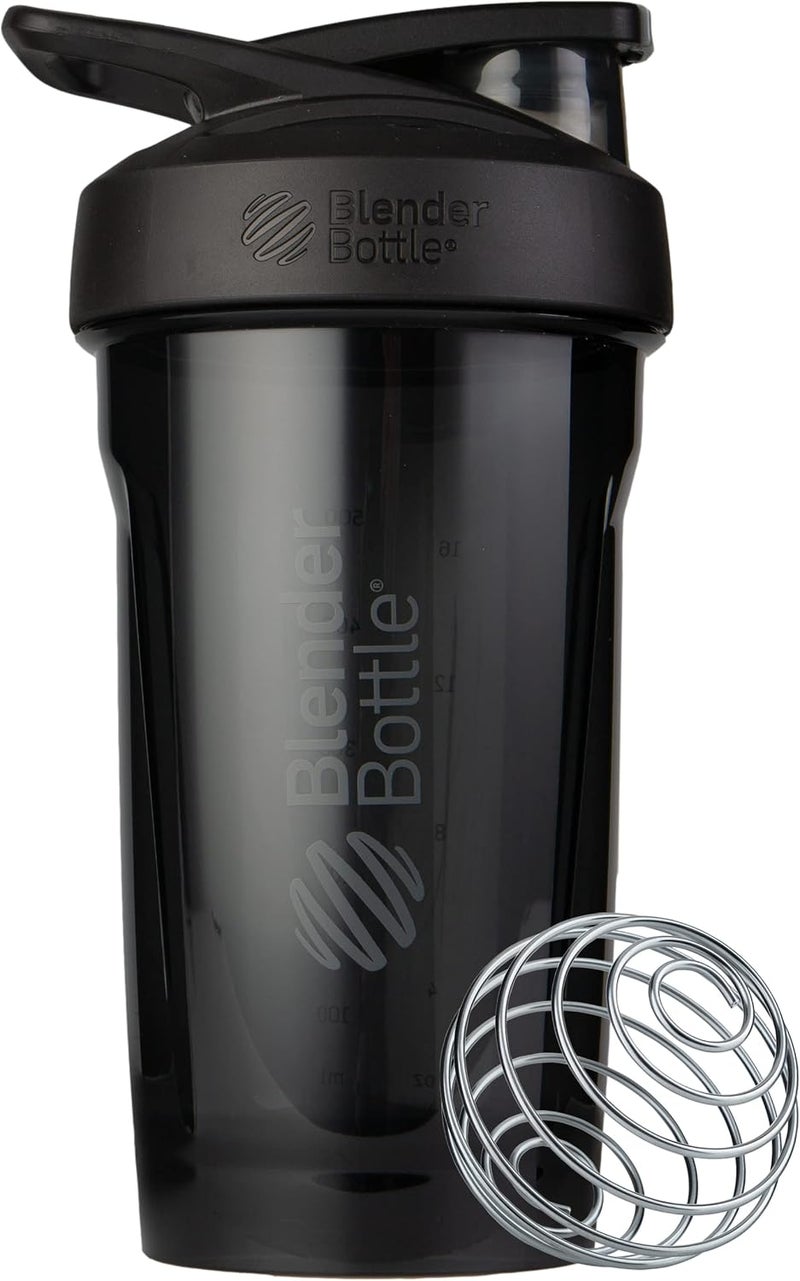 BlenderBottle Blender Bottle Strada Shaker Cup Perfect for Protein Shakes and Pre Workout, 24-Ounce, Black - Image 1