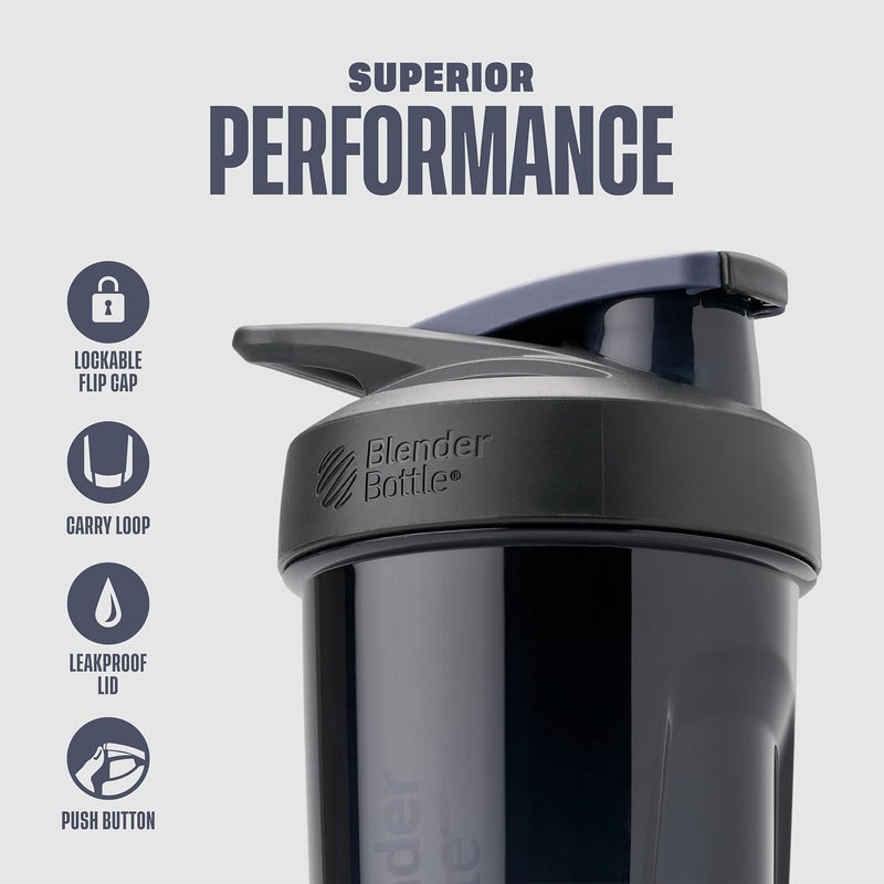 BlenderBottle Blender Bottle Strada Shaker Cup Perfect for Protein Shakes and Pre Workout, 24-Ounce, Black - Image 2
