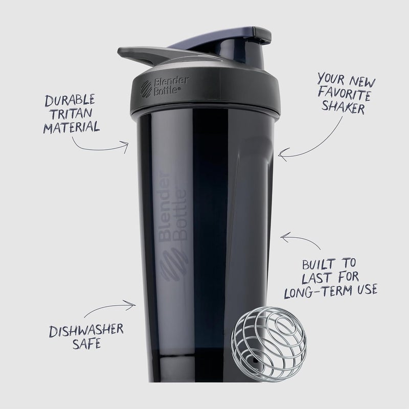 BlenderBottle Blender Bottle Strada Shaker Cup Perfect for Protein Shakes and Pre Workout, 24-Ounce, Black - Image 3