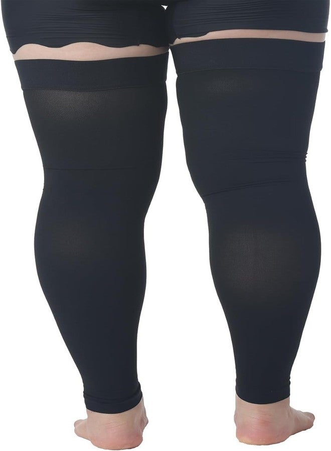 MGANG Plus Size 5XL Extra Wide Ankle and Silicone Band, 20-30 mmHg Compression Stocking for Men & Women, Full Leg Compression Sleeves for Varicose Veins, Lymphedema, and DVT Prevention, Black - Image 3
