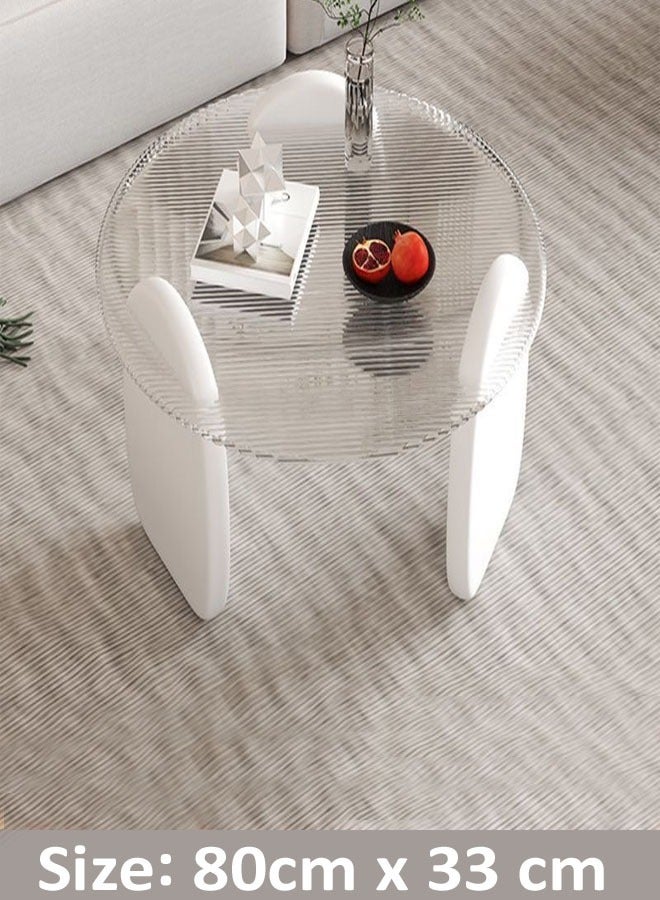 fashionhome Set of 2 Modern Design Stylish Luxury Round Edges Tempered Glass and Premium Wood Coffee Table Side Table for Bedroom Offices 80 x 33 and 50 x 39 Centimeter - Image 3
