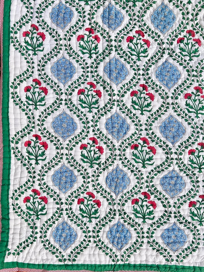 THE JAIPUR WALA THE JAIPUR WALA Hand Printed Mulmul Cotton Quilt Baghiya Single  - Image 4
