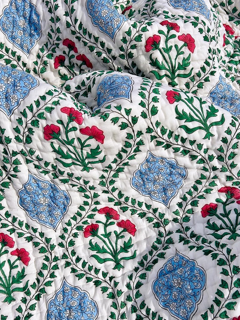 THE JAIPUR WALA THE JAIPUR WALA Hand Printed Mulmul Cotton Quilt Baghiya Single  - Image 2