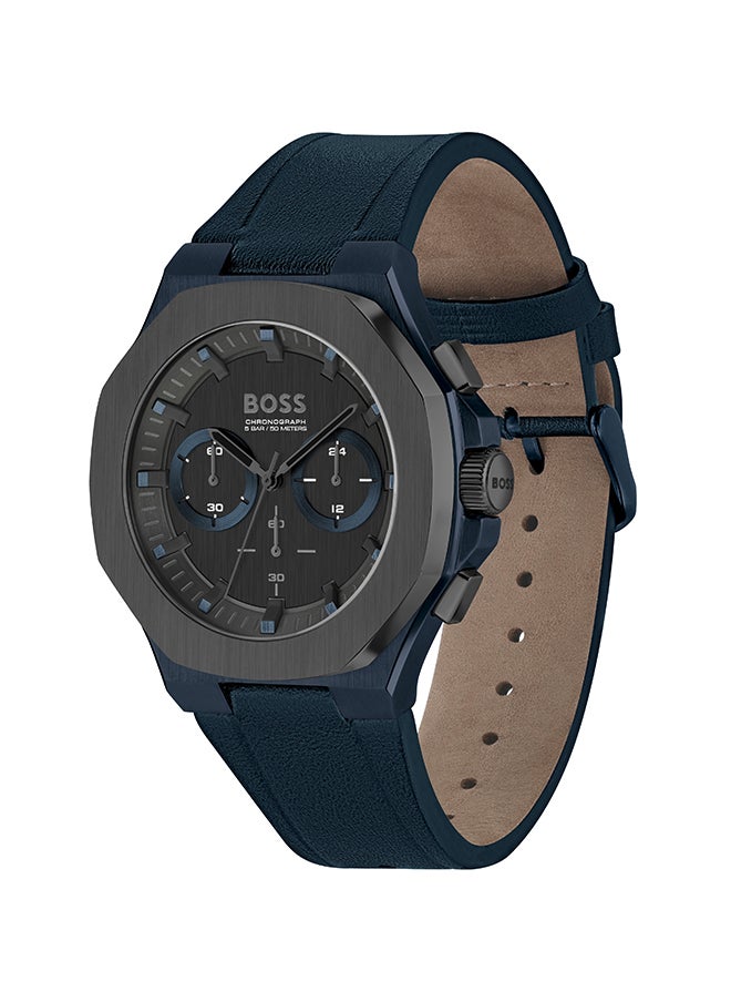 HUGO BOSS - Men's Chronograph Tonneau Shape Leather Wrist Watch 1514086 - 45 Mm - Image 1