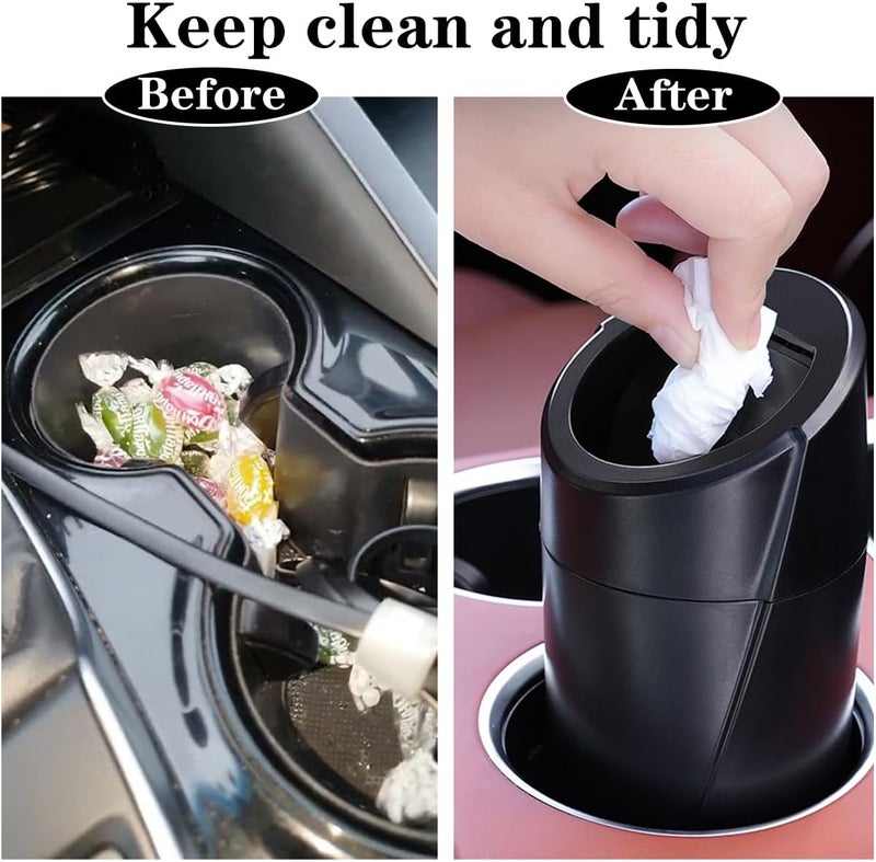 SGLRT Car Trash Can Bin with Lid - 2 Packs Mini Leakproof Vehicle Trash Can with 40 Trash Bags - Image 2