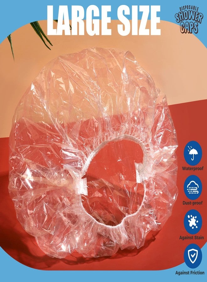 LEOBRO Shower Caps, 60PCS Large Disposable Shower Caps for Women, Plastic Shower Cap, Plastic Cap for Hair Treatment, Travel, Large Size 19.3 INCH - Image 4