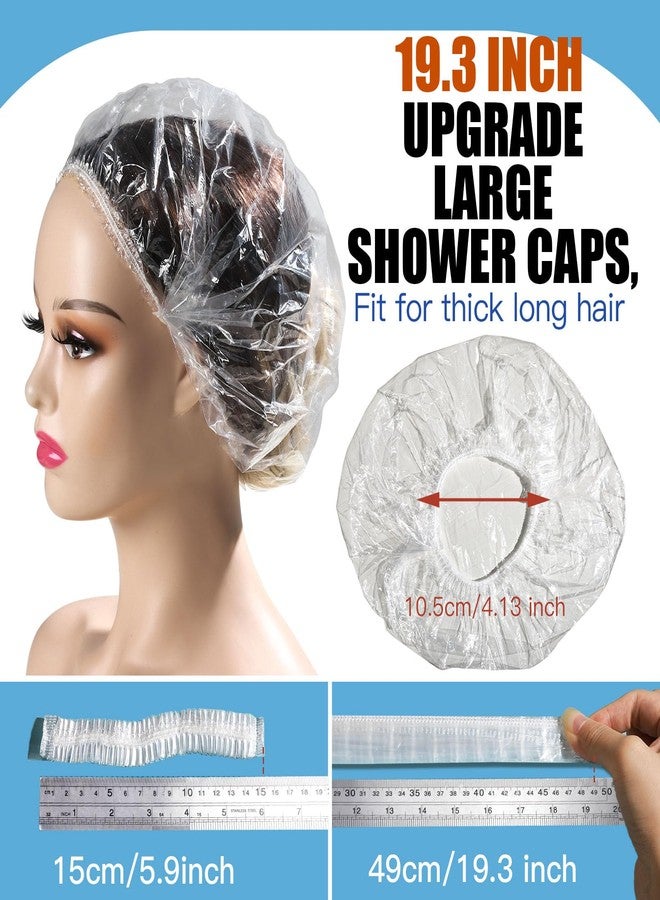 LEOBRO Shower Caps, 60PCS Large Disposable Shower Caps for Women, Plastic Shower Cap, Plastic Cap for Hair Treatment, Travel, Large Size 19.3 INCH - Image 2