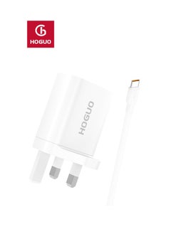 HOGUO Power Adapter 22.5W USB Port QC 3.0 Output with Type-C Cable White  - Image 3