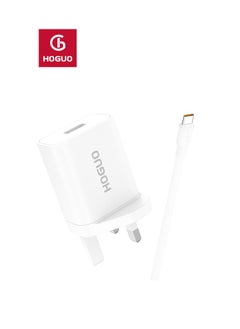 HOGUO Power Adapter 22.5W USB Port QC 3.0 Output with Type-C Cable White  - Image 4