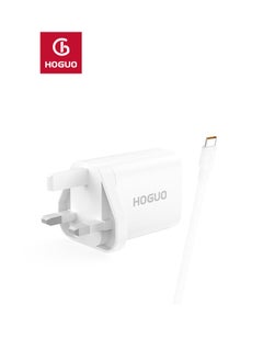 HOGUO Power Adapter 22.5W USB Port QC 3.0 Output with Type-C Cable White  - Image 1