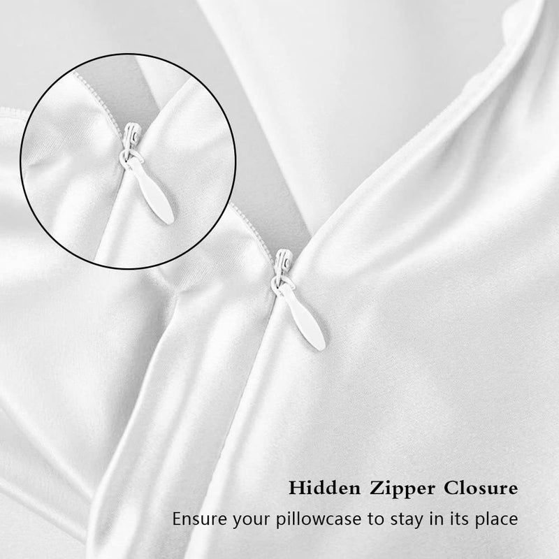 DKBslik Silk Pillowcase 2 Pack, Mulberry Silk Pillow Cases Queen Size Set of 2, Anti Acne Silk Pillowcase for Hair and Skin, Natural Silk Satin Pillowcases Gifts for Women Men 2 Pack with Hidden Zipper, White - Image 3