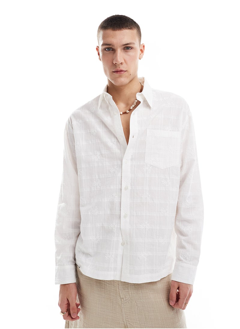 Reclaimed Vintage - Essential Sheer Embroidered Shirt - Image 1
