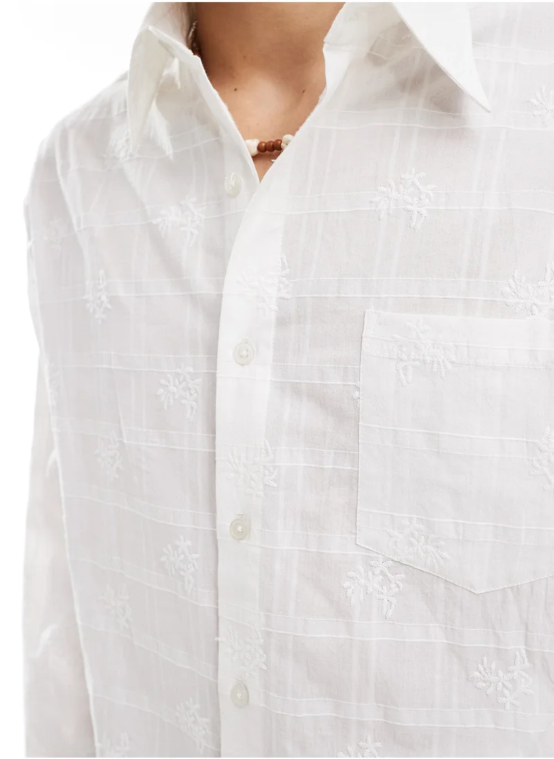 Reclaimed Vintage Essential Sheer Embroidered Shirt