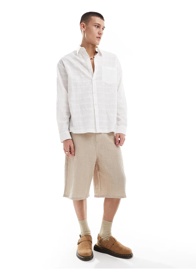 Reclaimed Vintage Essential Sheer Embroidered Shirt