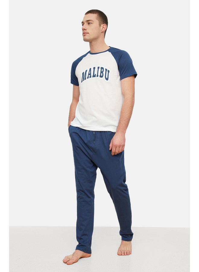 trendyol Navy Blue Knitted Pajamas Set - Image 1