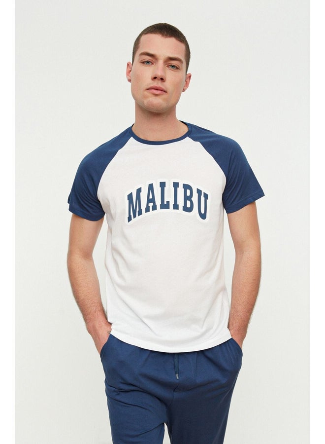 trendyol Navy Blue Knitted Pajamas Set - Image 2