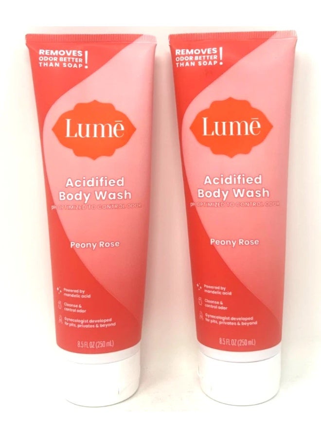 لومي غسول الجسم المُحمض من LUME (برائحة الفاوانيا والورد)، 8.5 أونصة سائلة - (عبوة من قطعتين)