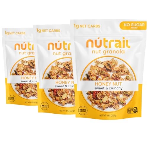 NuTrail Nut Granola Cereal, Honey Nut, No Sugar Added, Keto, Low Carb, Gluten Free, Grain Free, Healthy Breakfast 8 oz. 3 Count - Image 1