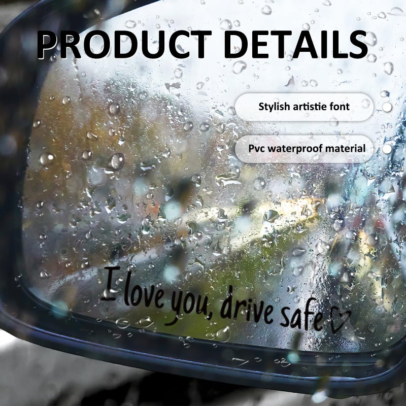 PKRFCJ 8PCS Drive Safe Mirror Sticke,I Love You Drive Safe,Cute Drivesafe Car Window Decals,Funny Rearview Mirrordecal,Suitable for Car Window Mirrors - Image 4