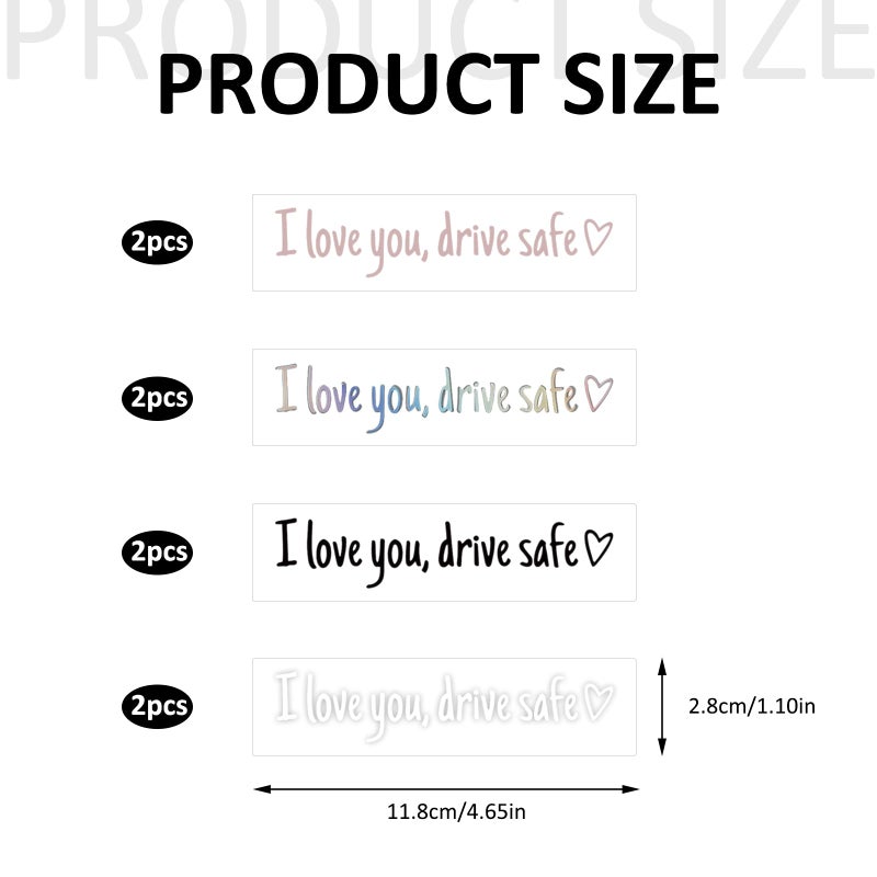 PKRFCJ 8PCS Drive Safe Mirror Sticke,I Love You Drive Safe,Cute Drivesafe Car Window Decals,Funny Rearview Mirrordecal,Suitable for Car Window Mirrors - Image 2