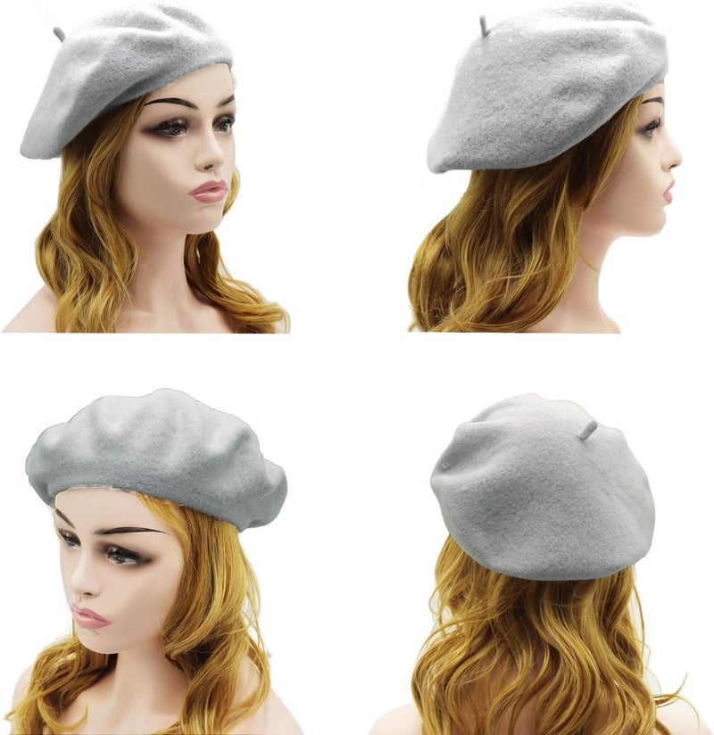 Wheebo Wool Beret Hat,Solid Color French Style Winter Warm Cap for Women Girls Lady - Image 3