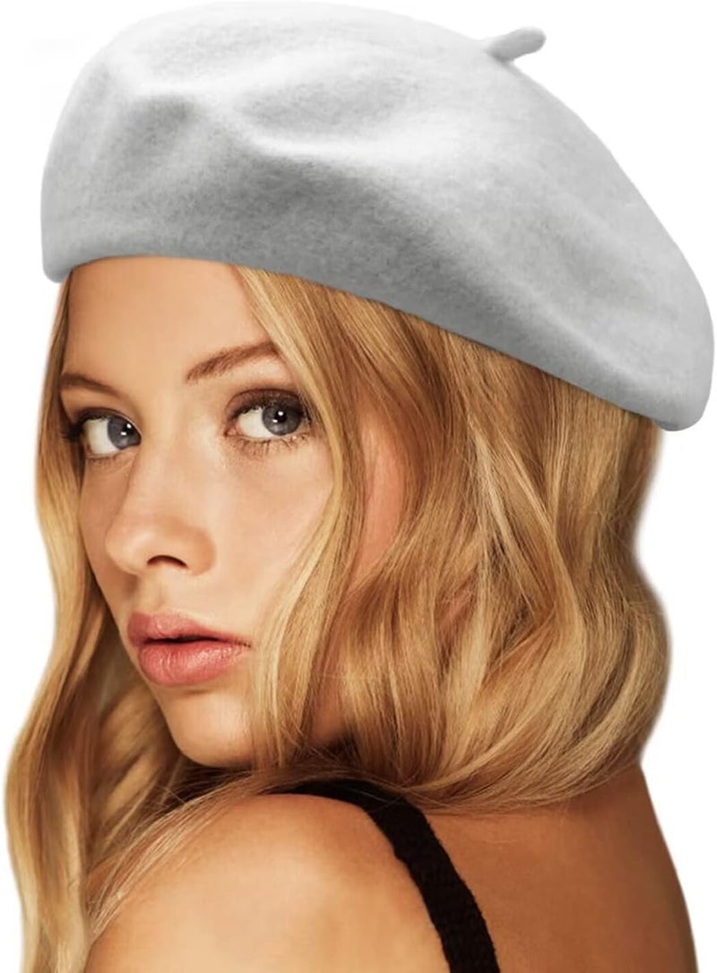 Wheebo Wool Beret Hat,Solid Color French Style Winter Warm Cap for Women Girls Lady - Image 1