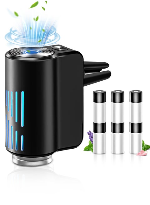 Car Air Freshener, Rechargeable Car Fragrance Diffuser, Scents Diffuser Vent Clips, With 6 Pcs Aromatherapy Oils, 3 Level Adjustable