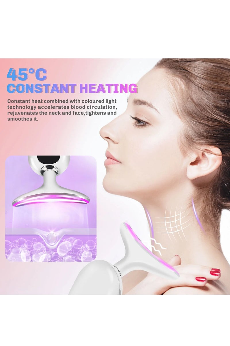 جهاز تدليك الوجه EMS بتقنية الفوتون LED ثلاثي الألوان، أداة تدليك الرقبة، تجديد شباب البشرة، جهاز تجميل شد الرقبة - Image 4