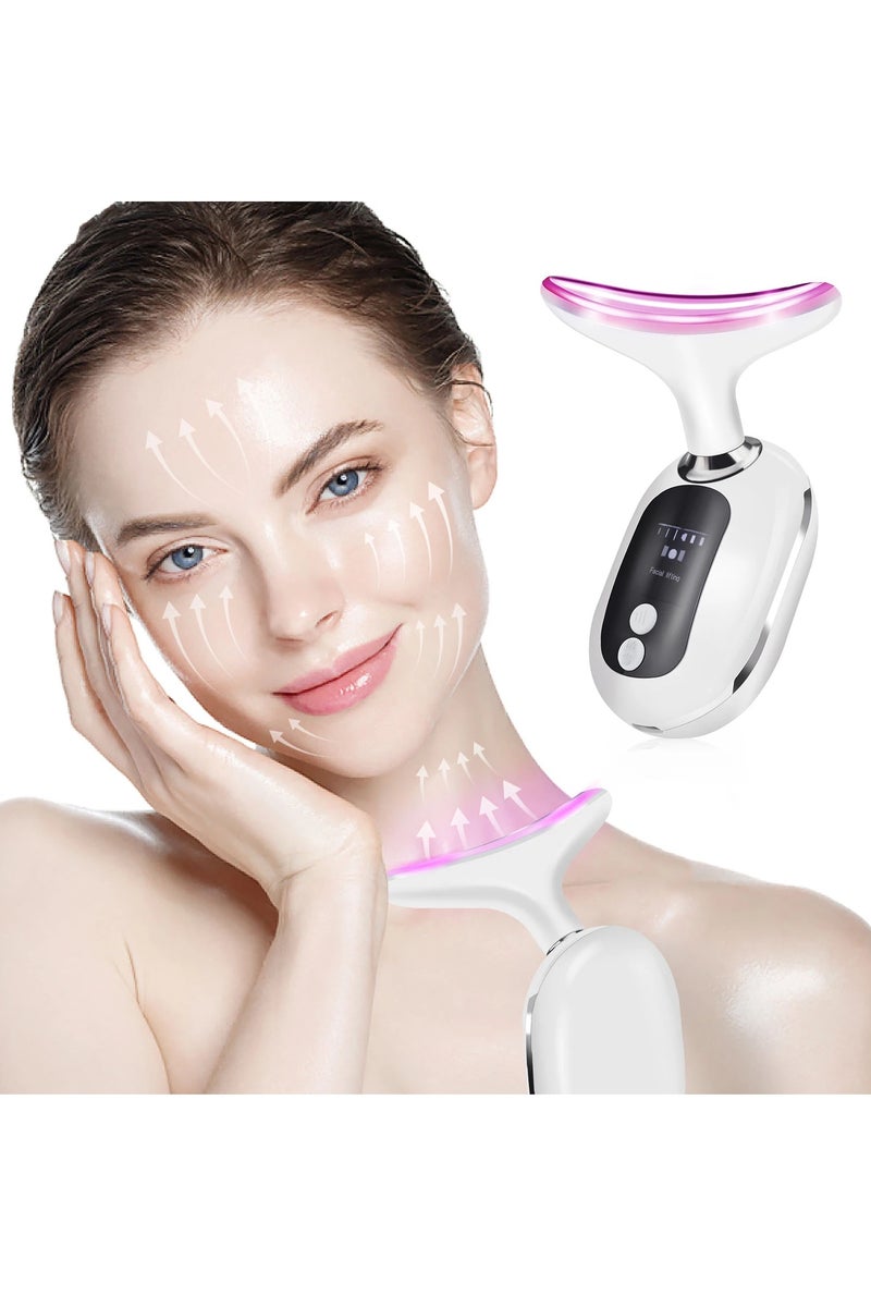 جهاز تدليك الوجه EMS بتقنية الفوتون LED ثلاثي الألوان، أداة تدليك الرقبة، تجديد شباب البشرة، جهاز تجميل شد الرقبة - Image 1
