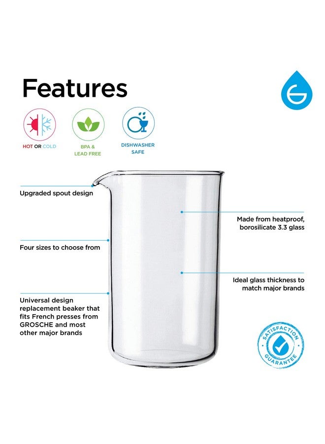 GROSCHE Borosilicate 3.3 Glass Universal Replacement Beaker for French Press Coffee and Tea Makers - Enhanced Coffee and Tea Brewing Experience (34.oz - Medium) - Image 4