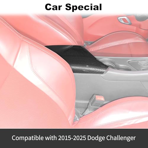 JWWY for Challenger Armrest Cover Case Pad Center Console Cover Decoration Trim for 2015-2026+ Dodge Challenger Interior Accessories, ABS Carbon Fiber - Image 5