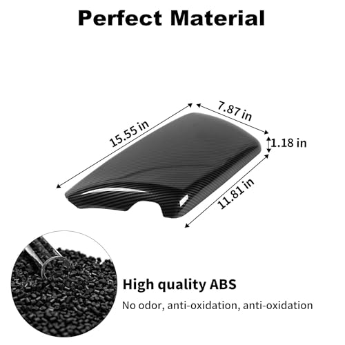 JWWY for Challenger Armrest Cover Case Pad Center Console Cover Decoration Trim for 2015-2026+ Dodge Challenger Interior Accessories, ABS Carbon Fiber - Image 4