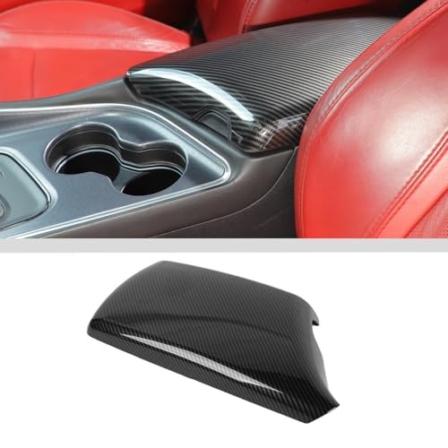 JWWY for Challenger Armrest Cover Case Pad Center Console Cover Decoration Trim for 2015-2026+ Dodge Challenger Interior Accessories, ABS Carbon Fiber - Image 1