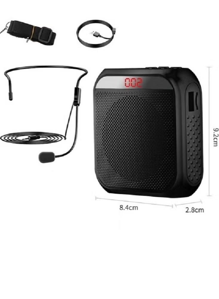 Ruili Amplifier with wired microphone and headset, portable rechargeable PA system speaker, microphone amplifier (black) - Image 1
