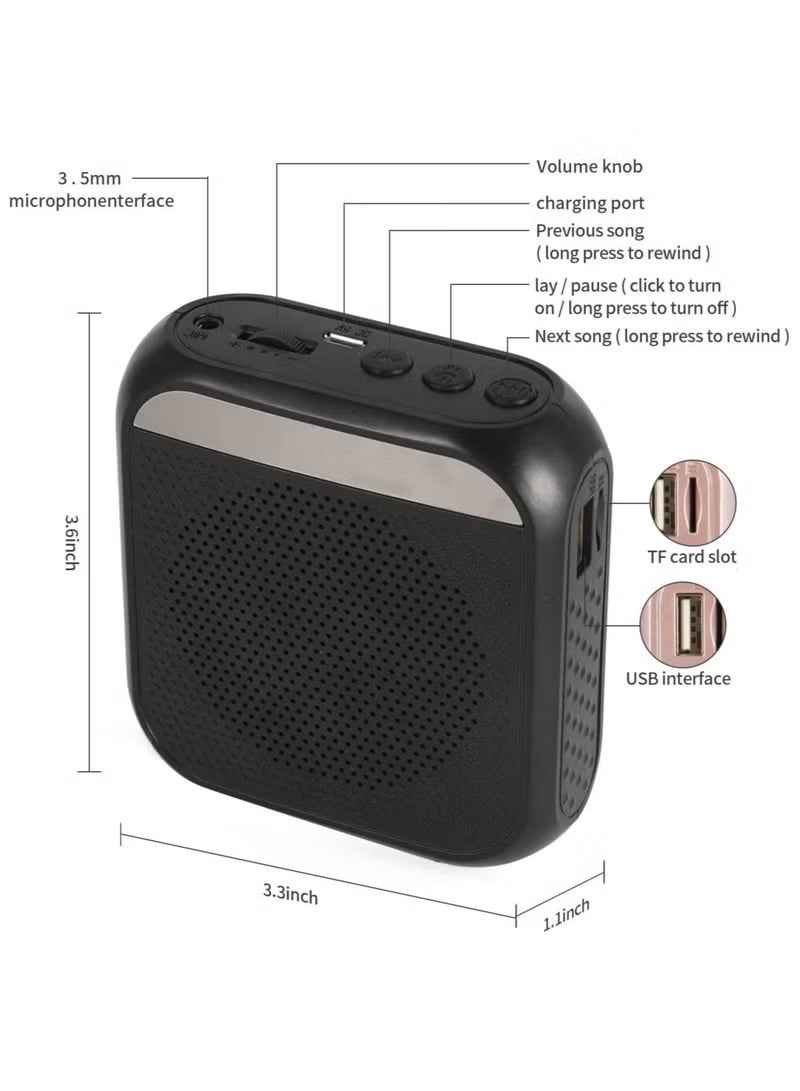 Ruili Amplifier with wired microphone and headset, portable rechargeable PA system speaker, microphone amplifier (black) - Image 3