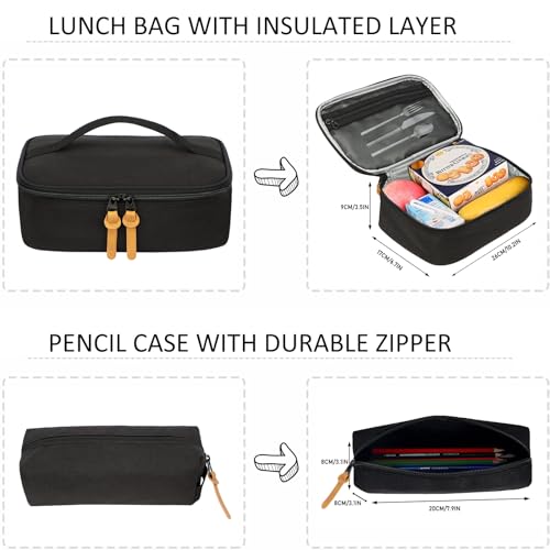 SUPACOOL Casual Laptop Backpack, Lunch bag, Pencil bag, School backpack with USB Port for Men and Women, Bookbag for Boys and Girls, Backpack Set(3PCS Black) - Image 3