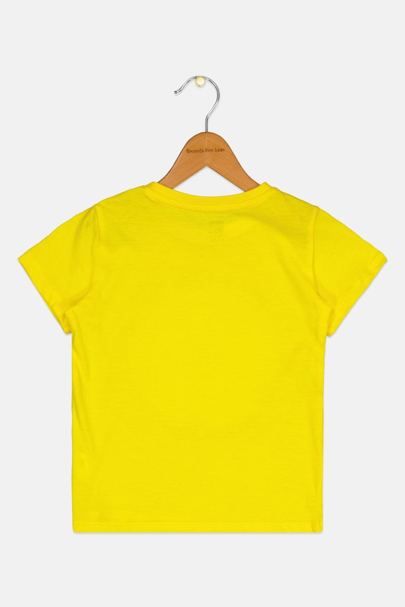 Sinsay تي شيرت قصير الأكمام للبنات الصغيرات مع لامعة، أصفر - Image 3