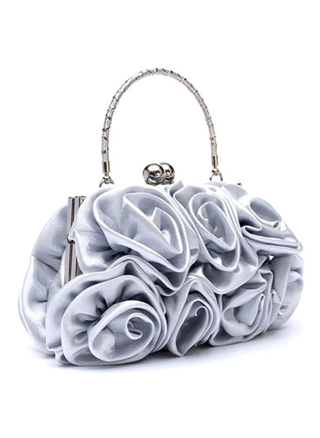 NIBEMINENT - Rose Flower Pattern Clutch Silver - Image 1
