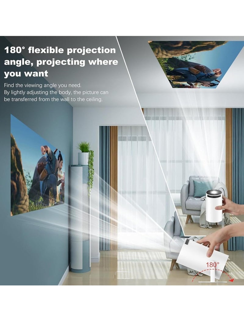 Mi VAZA جهاز عرض محمول، جهاز عرض عالي الدقة 4K WIFI مع تصحيح الانحراف التلقائي، جهاز عرض أفلام خارجي صغير USB، أجهزة عرض مسرح منزلي ذكي LED للفيديو للمكتب المنزلي، (قطعة واحدة، أبيض 4) - Image 2